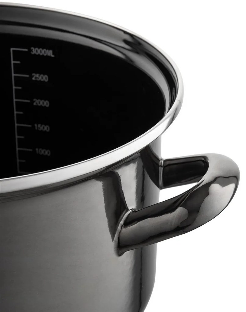 Oală emailată cu capac 3,3 l, negru