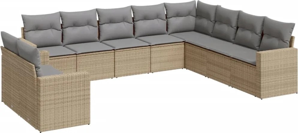 vidaXL Set canapele de grădină cu perne, 10 piese, bej, poliratan