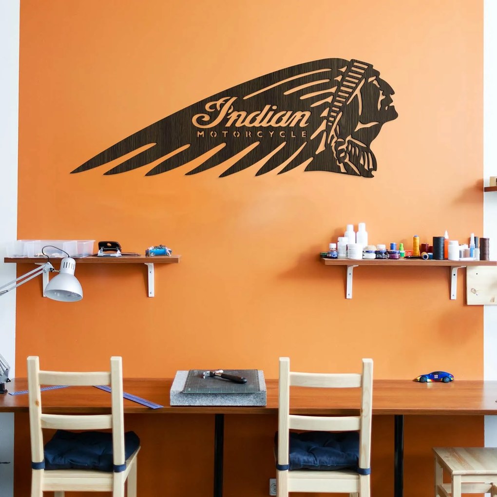 DUBLEZ | Logo din lemn pentru perete - Indian Motorcycle