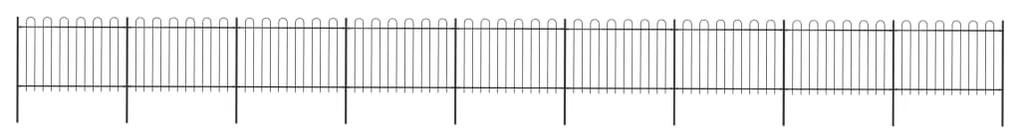 Gard de gradina cu varf curbat, negru, 15,3 x 1,2 m, otel 1, 1.2 m, 15.3 m