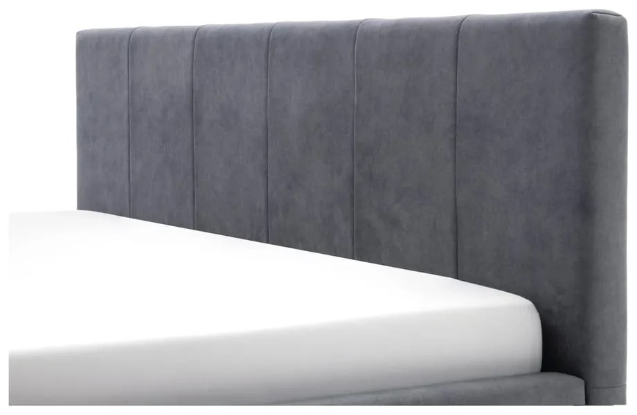 Pat matrimonial gri antracit tapițat cu spațiu de depozitare cu somieră 180x200 cm Lizzano – Meise Möbel