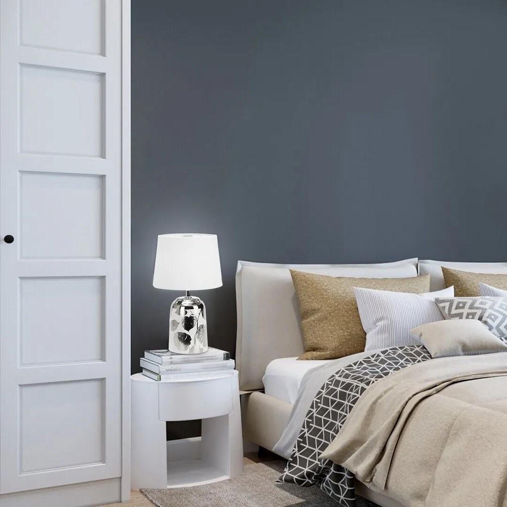 Veioza / Lampa de masa stil modern Sonal alb/argintiu