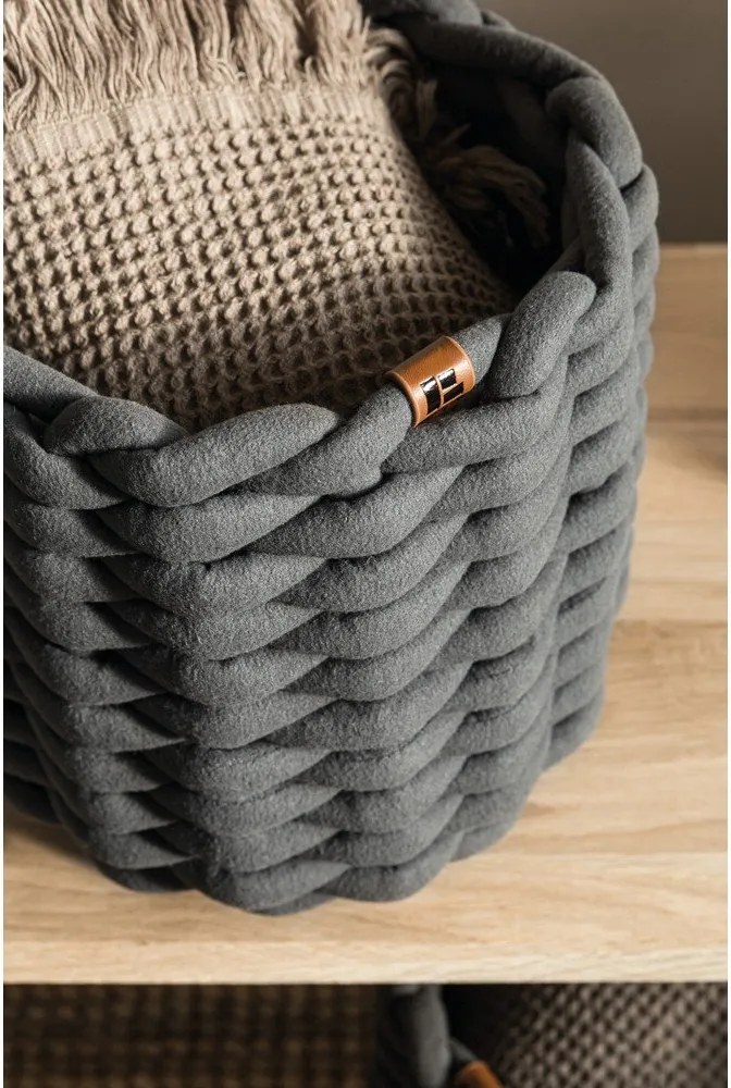 Coș de depozitare din material textil ø 21x17 cm Peach Skin Round S – Bigso