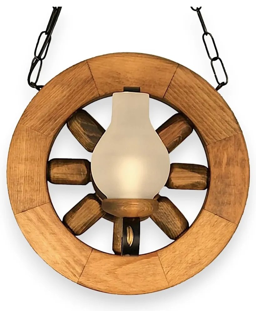 Candelabru rustic fabricat manual din lemn diam.30cm, 2 brate Roata WOOD-RO-SP2D30