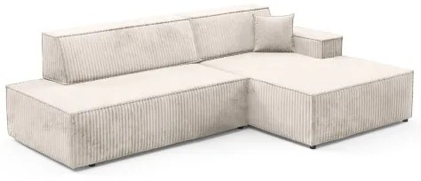 Colțar extensibil TERAMO, în formă de L, cu spațiu de depozitare, pe partea dreaptă, bej