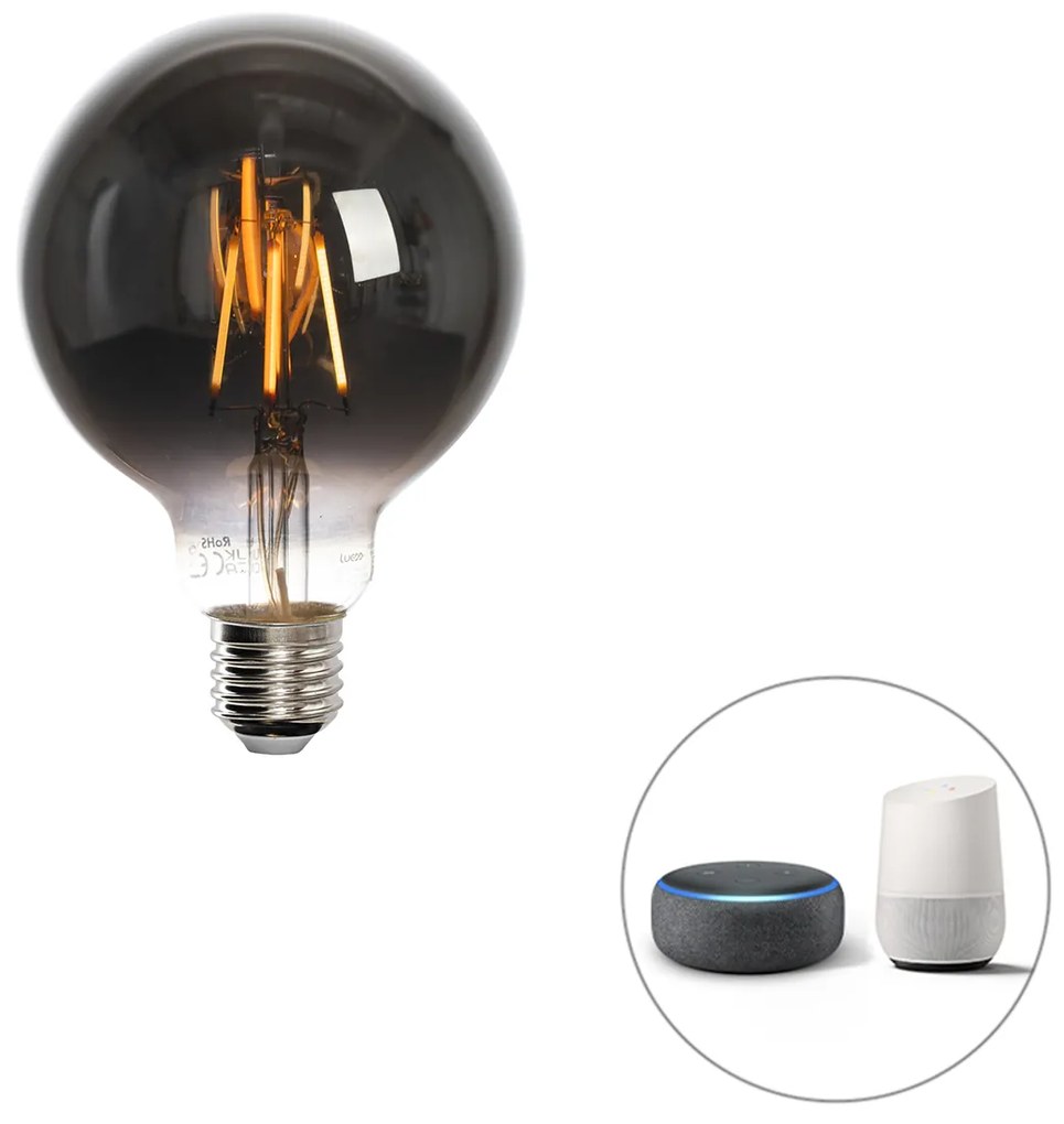 Lampă LED Smart E27 reglabilă în Kelvin G95 fum 4W 60 lm 1800-3000K