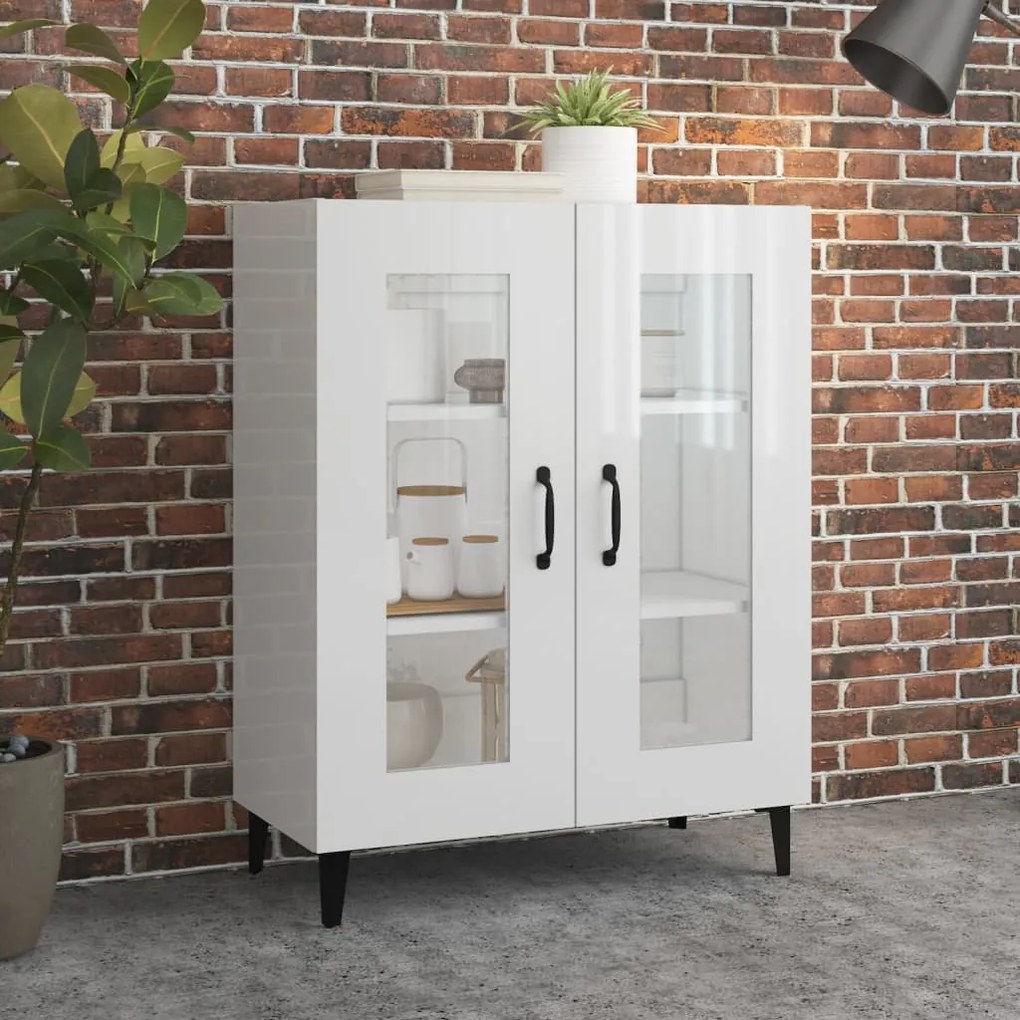 812129 vidaXL Dulap, alb extralucios, 69,5x34x90 cm, lemn compozit