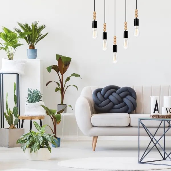 Candelabru pe cablu SIMON 5xE27/60W/230V negru