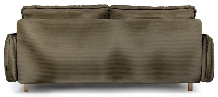 Canapea verde extensibilă cu tapițerie din catifea reiată 218 cm Tori – Bonami Selection