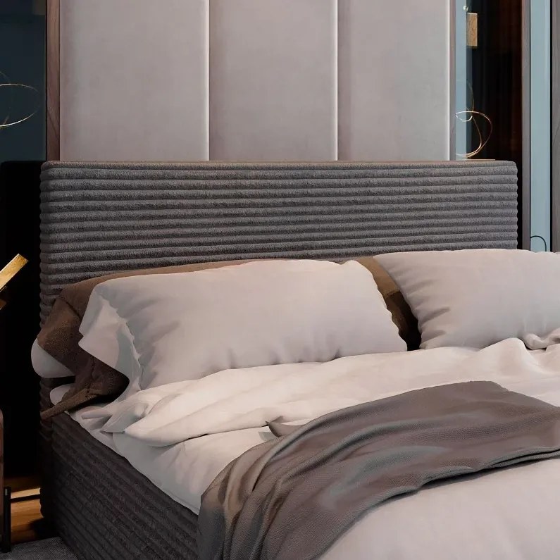 Pat boxspring tapitat ISPIRA 160x200 cm crem Saltele: Saltea cu arcuri Bonell