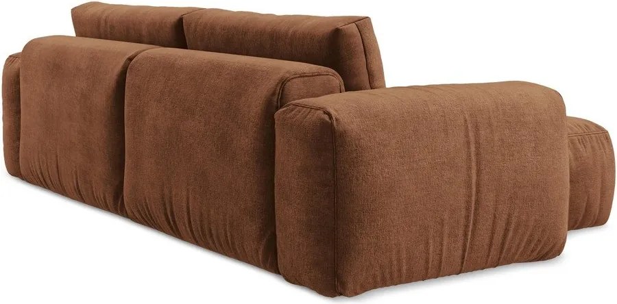 Colțar teracotă extensibil cu tapițerie din chenille (cu colț pe partea stângă/cu șezlong) Kuki – Makamii