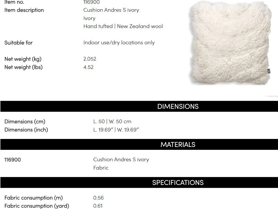 Perna design LUX Andres S, Ivory