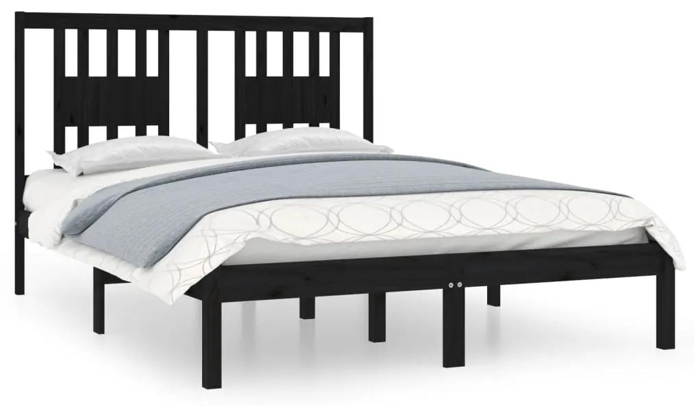 3104047 vidaXL Cadru de pat, negru, 140x190 cm, lemn masiv de pin