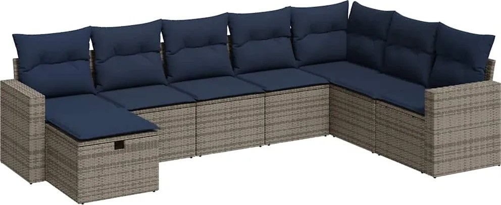 vidaXL Set canapele de grădină cu perne, 8 piese, gri, poliratan