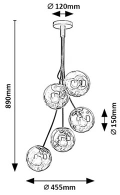 Lustră pe tijă GLORY 5xE14/40W/230V Rabalux 3508