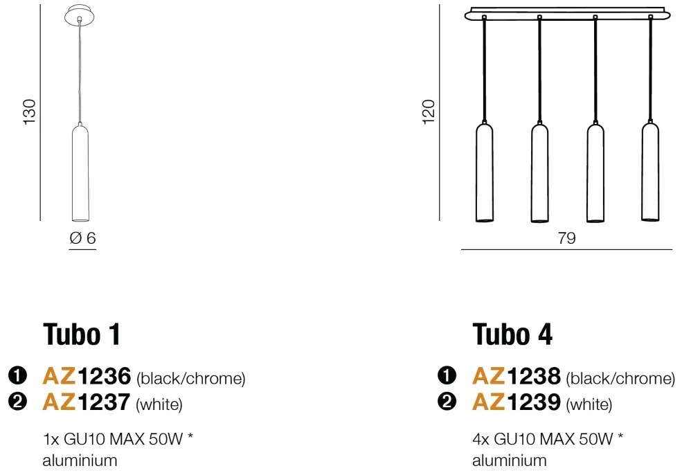 Pendul design modern TUBO 1 White