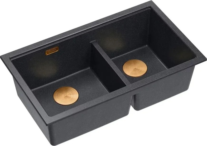 Chiuveta compozit incastrata Quadron Logan 120 negru diamant - cupru 76x45 cm