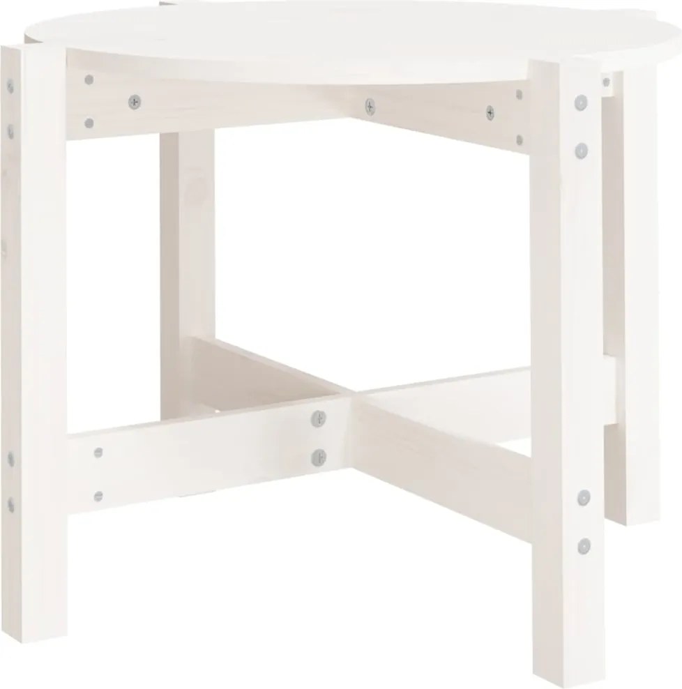 vidaXL Măsuță de cafea, alb, Ø 62,5x45 cm, lemn masiv de pin