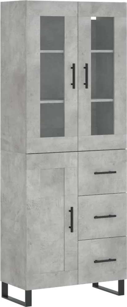 vidaXL Dulap înalt, gri beton, 69,5x34x180, lemn compozit