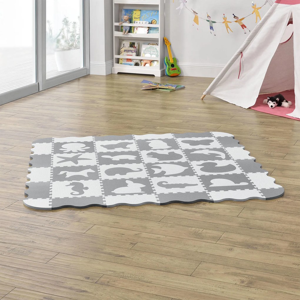 Covor de joacă sub formă de puzzle din 36 piese Timon Pets and Corner