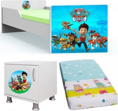 Pat baieti  Patrula Catelusilor cu saltea si noptiera
