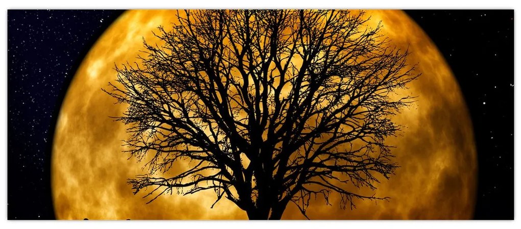 Tablou cu luna și siluete (120x50 cm)