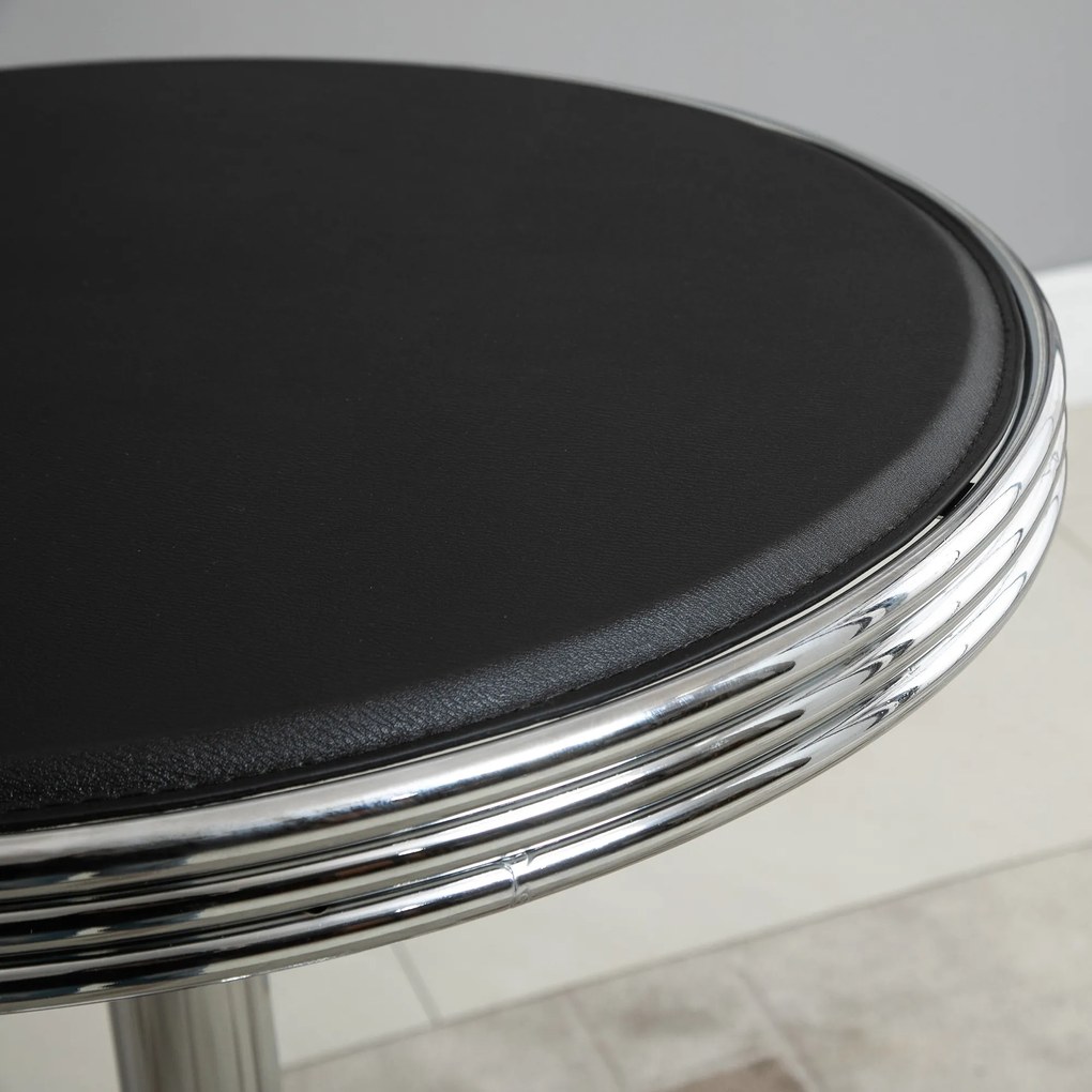 Masa Moderna de Bar HOMCOM, Multifunctionala, Metal si Imitatie de piele Neagra, Φ65x66-90cm | Aosom RO