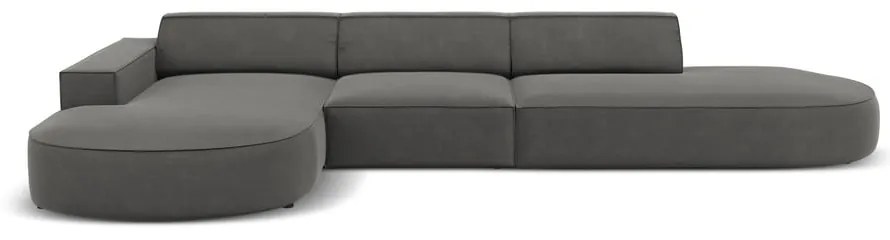 Colțar gri cu tapițerie din catifea (cu șezlong pe partea stângă ) Jodie - Micadoni Home