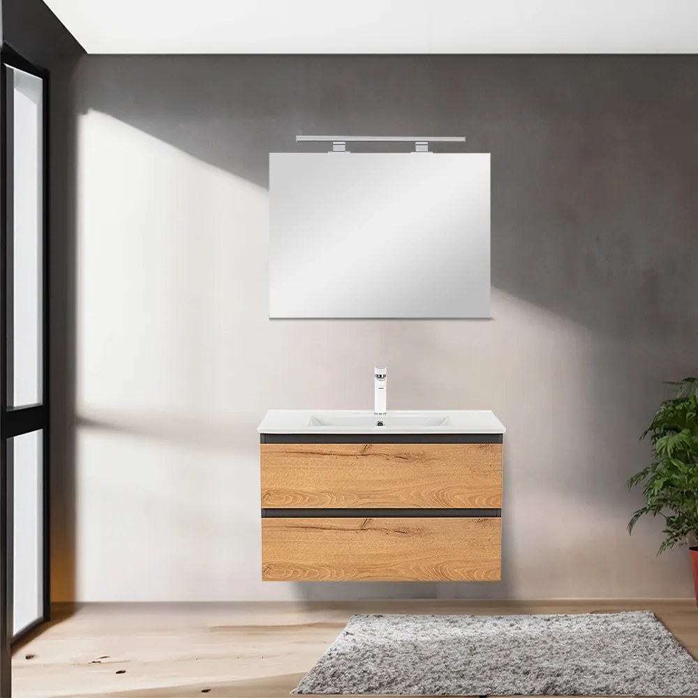 Dulap inferior Vario Forte 80 cu lavoar antracit-stejar