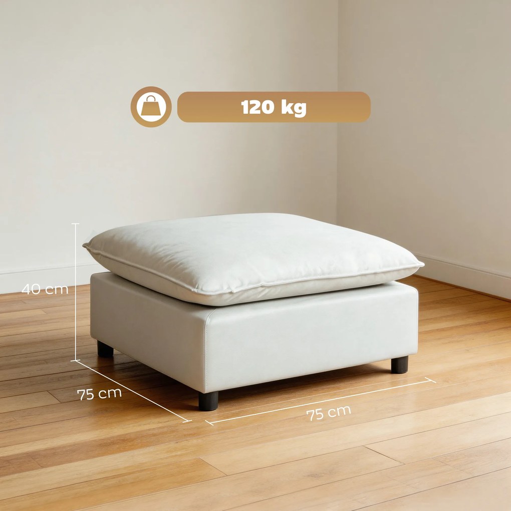 HOMCOM Otomană pătrată pentru living, ottoman cu picioare din plastic, pouf pentru dormitor, hol, 75x75x40 cm, gri | Aosom Romania