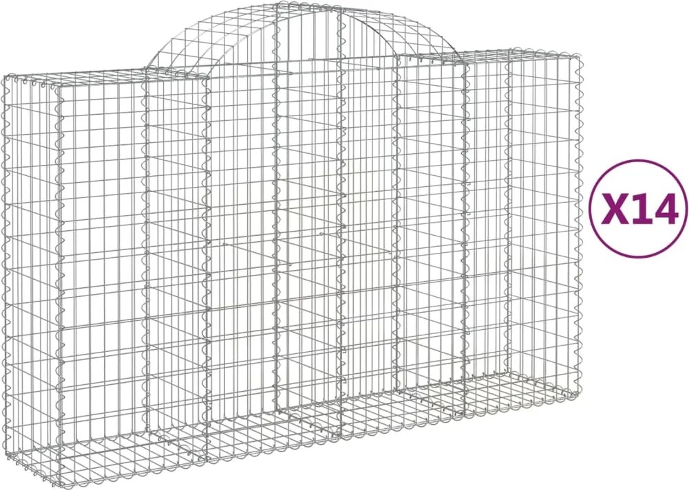 vidaXL Coșuri gabion arcuite 14 buc, 200x50x120/140 cm,fier galvanizat