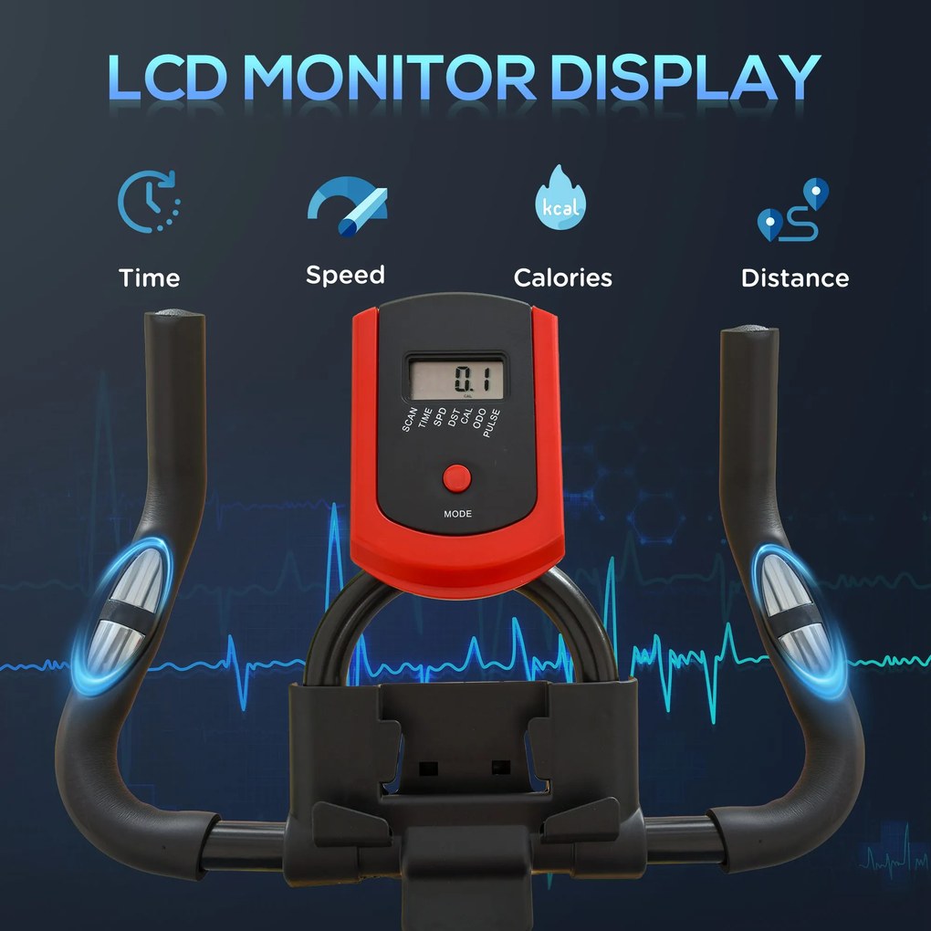 HOMCOM Bicicleta pentru Antrenament Aerobica cu Display LCD, Negru si Rosu | Aosom Romania