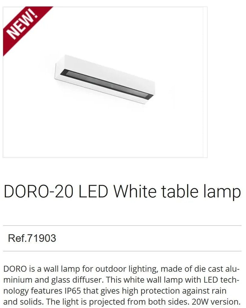 Aplica LED de exterior ambientala design modern IP65 DORO-20 alba