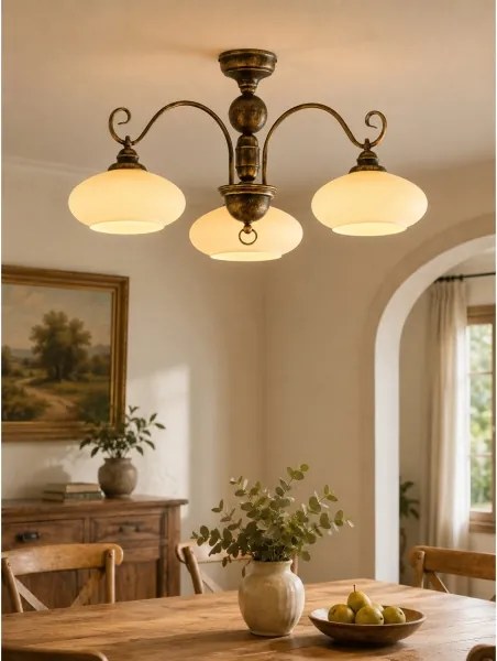 Brilagi - Lustră montată pe tavan MOLLERO 3xE27/15W/230V Ø 84 cm bronz/patină