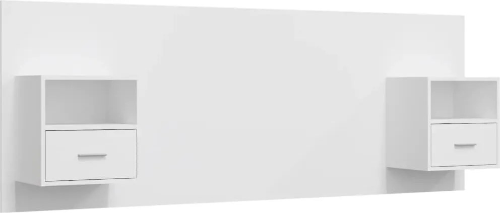 vidaXL Tăblie de pat cu dulapuri, alb extralucios, lemn prelucrat