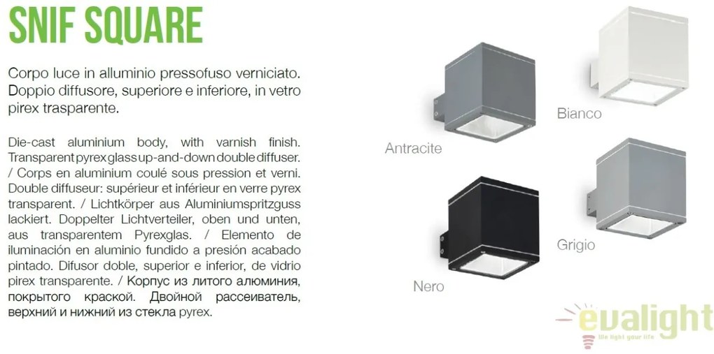 Aplica moderna iluminat exterior IP44 SNIF AP1 SQUARE 144276