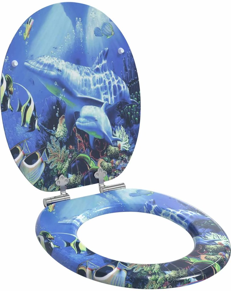 vidaXL Capac de toaletă cu închidere lentă albastru 44 x 38 cm