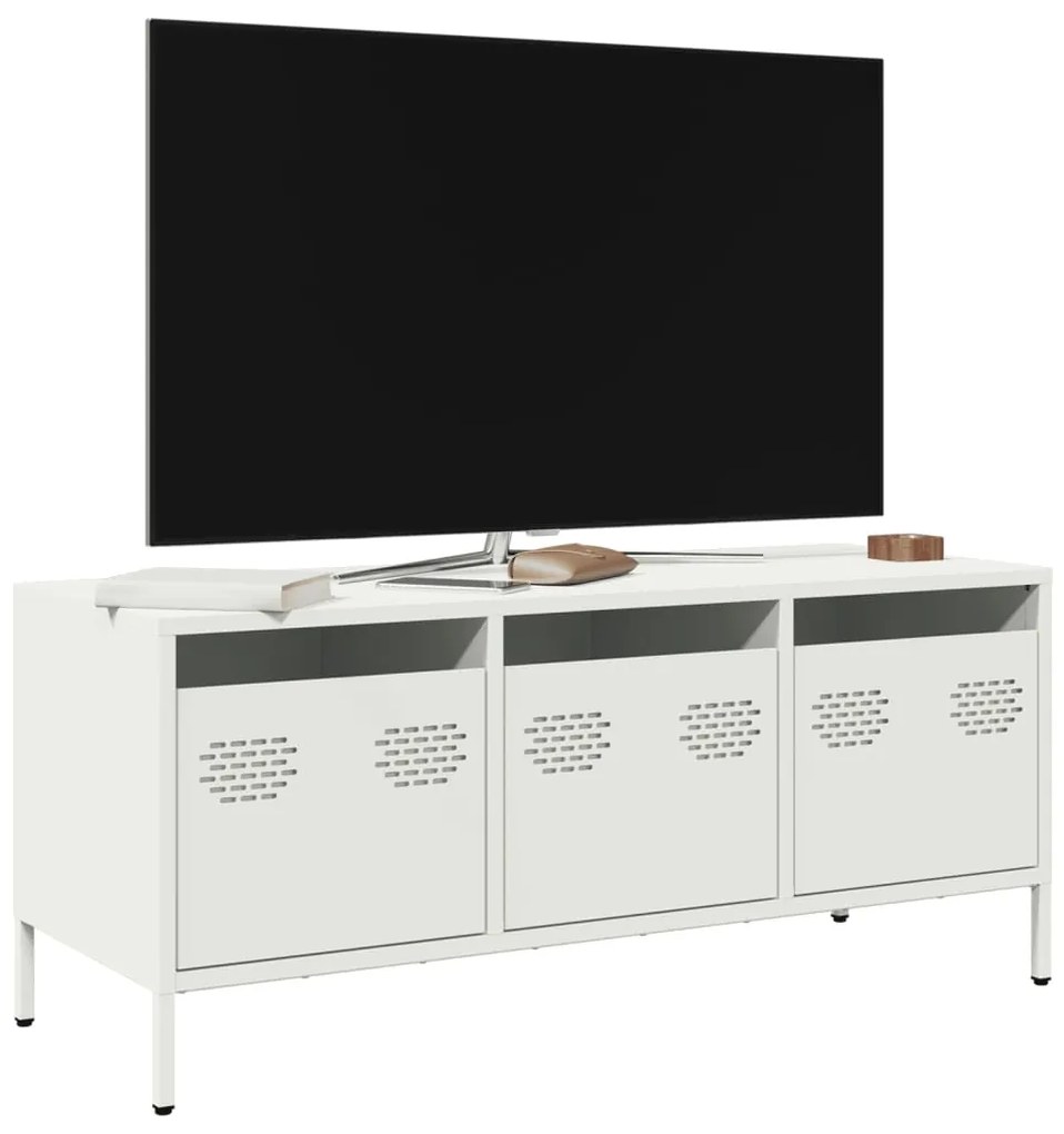 vidaXL Dulap TV, alb, 101,5x39x43,5 cm, oțel laminat la rece