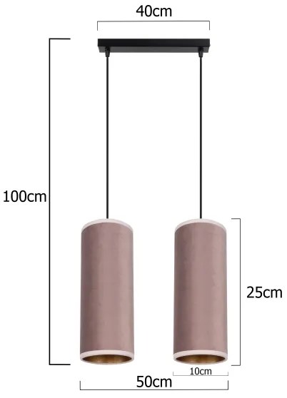 Lustr AVALO 2xE27/60W/230V cablu roz roz-miediu