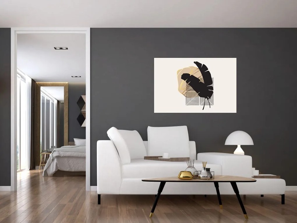 Tablou - Abstracție cu frunze tropicale N⁰4 (90x60 cm)