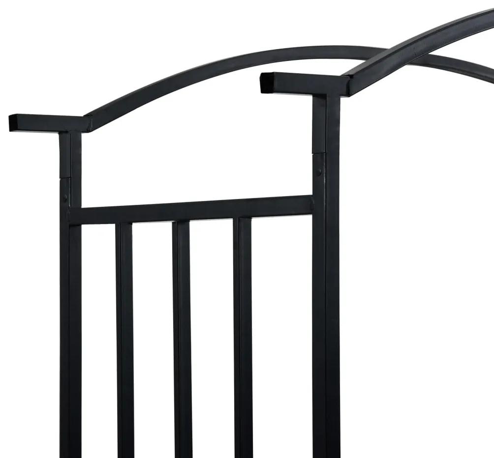 Arcada de gradina cu banca, negru, 128 x 50 x 207 cm, fier