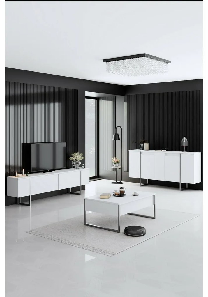 Măsuță de conferință Luxe White and Silver