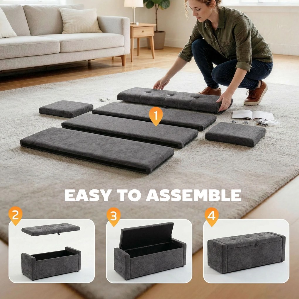 HOMCOM Pouf, taburet, suport pentru picioare, ladă depozitare, design modern | Aosom Romania