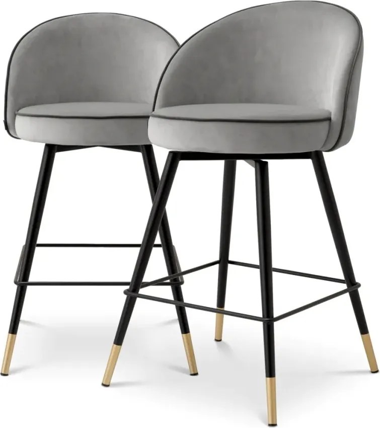 Set de 2 scaune de bar pivotante, design LUX, Counter Stool Cooper gri deschis