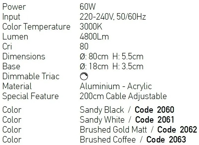 Lustra LED design modern circular Ring 80cm, Sandy White