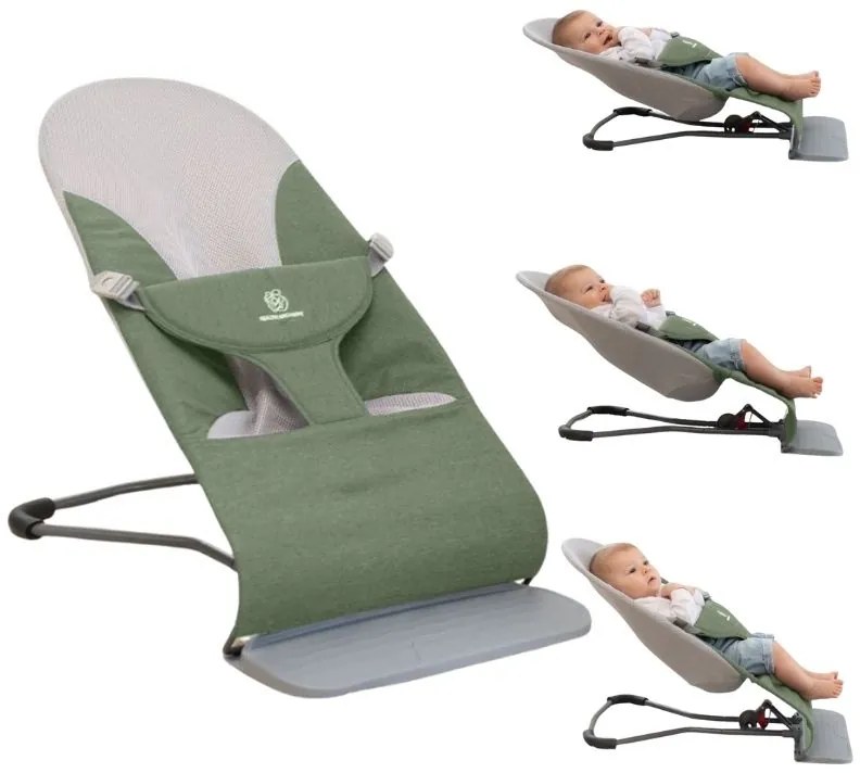 Balansoar bebelusi ergonomic cu 3 pozitii de inclinare a spatarului Kidizi Rumi verde, recomandat de la nastere