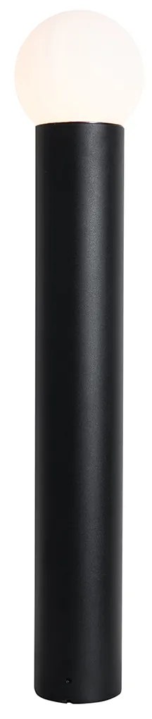 Lampă de podea exterioară neagră cu sticlă opalescentă 80 cm IP44 - Huma