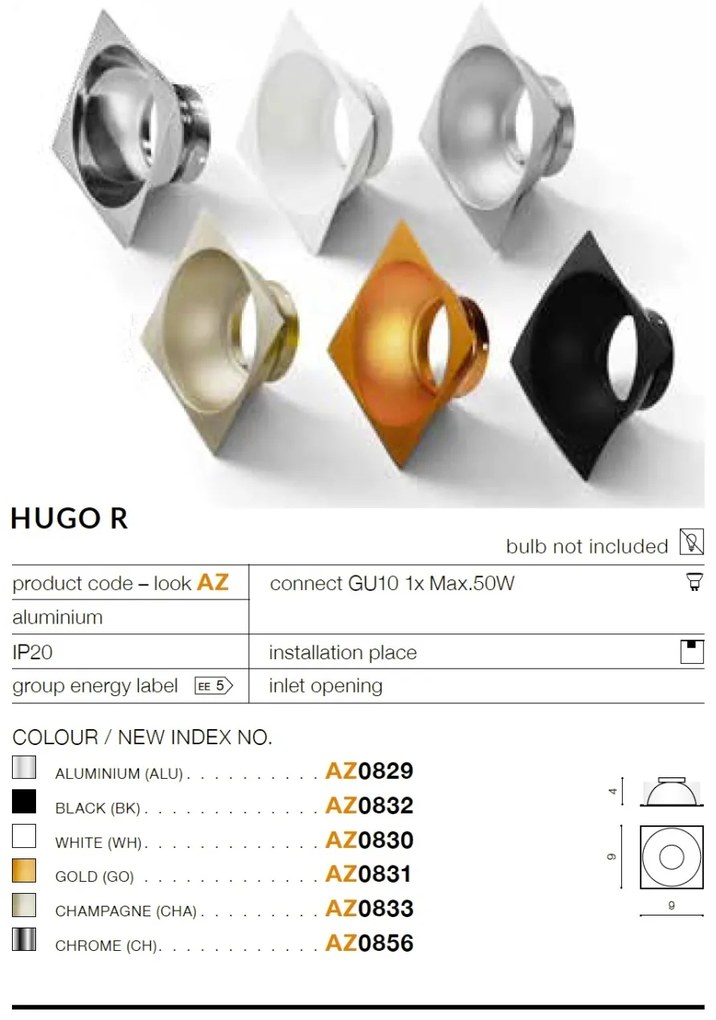 Spot aplicat tavan/plafon stil modern Hugo Aluminiu