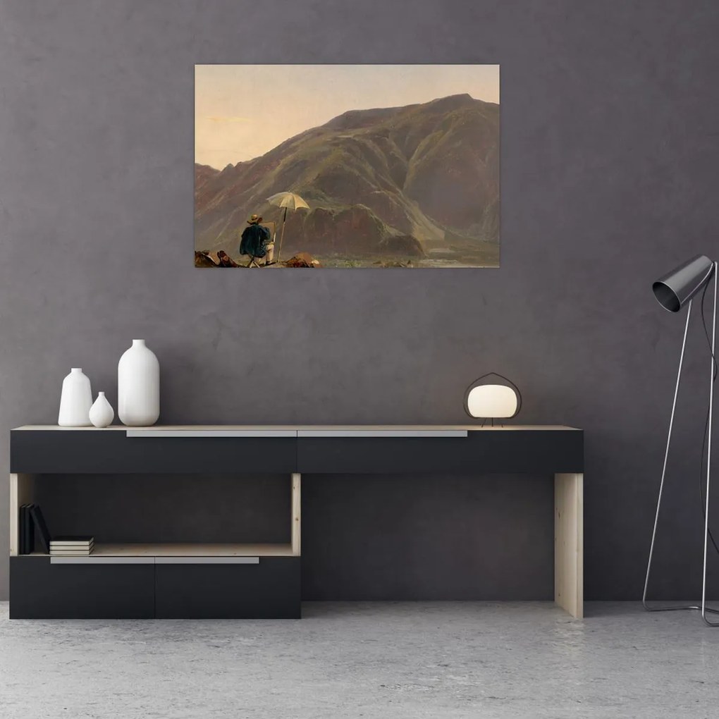 Tablou - Jules Coignet, View of Bozen with a Painter, reproducere (90x60 cm)