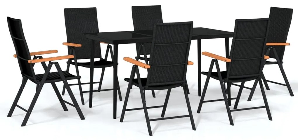 3099122 vidaXL Set de servit masa pentru grădină, 7 piese, negru